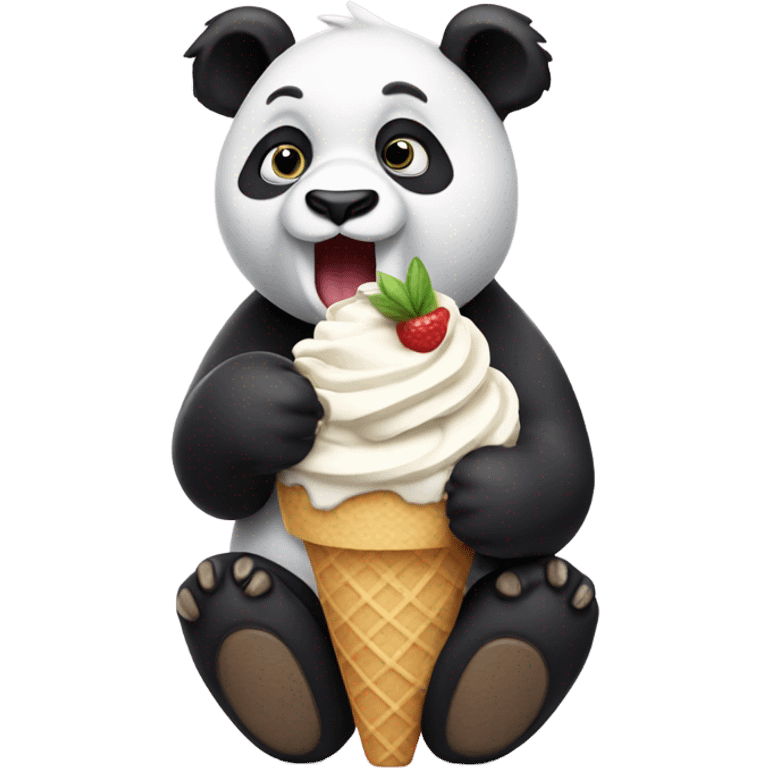 Panda eating ice cream emoji