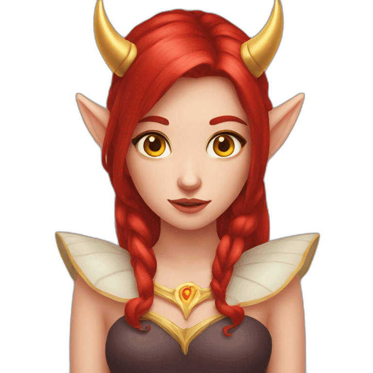 fairy princess devil horns red hair gold eyes emoji