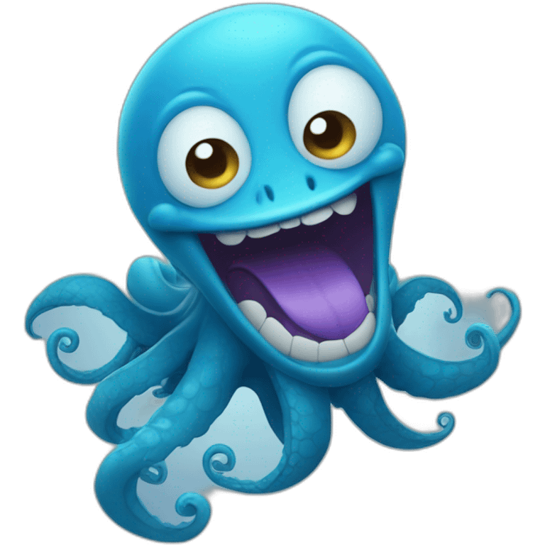 cute blue kraken laughing emoji