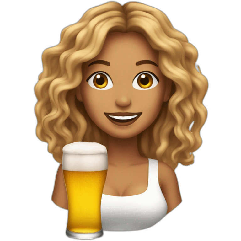 Beyoncé with a beer emoji