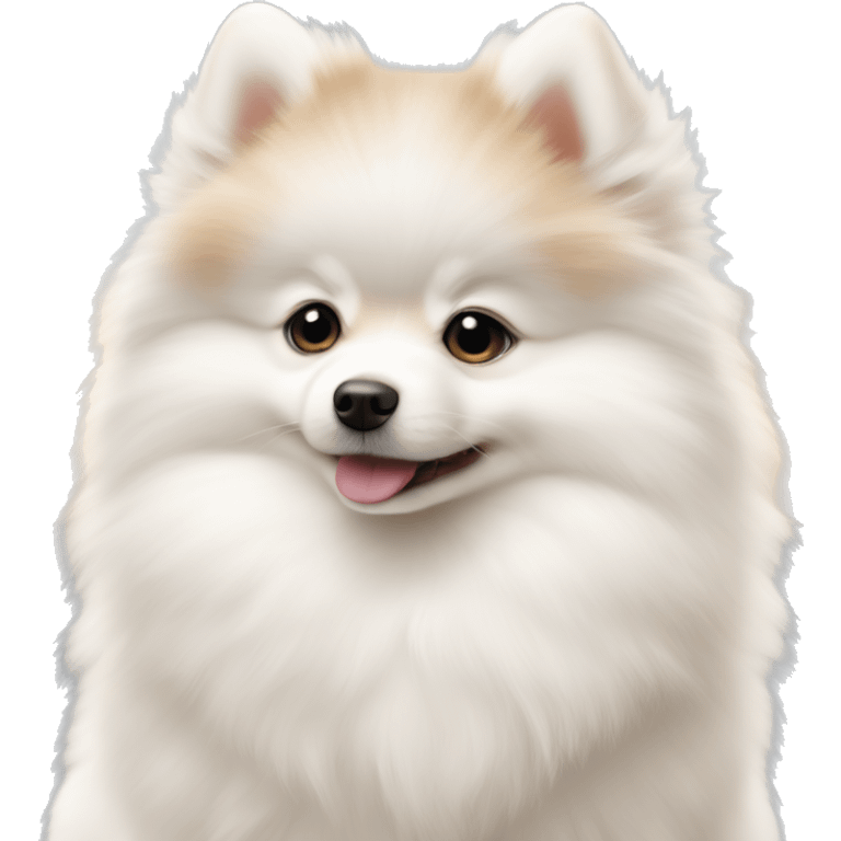 Full growth small cute white and beige pomerian spitz puppy emoji