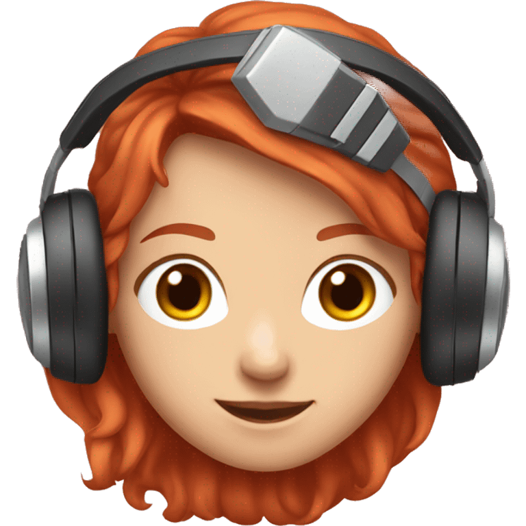 redhead girl with pink gamer headset emoji