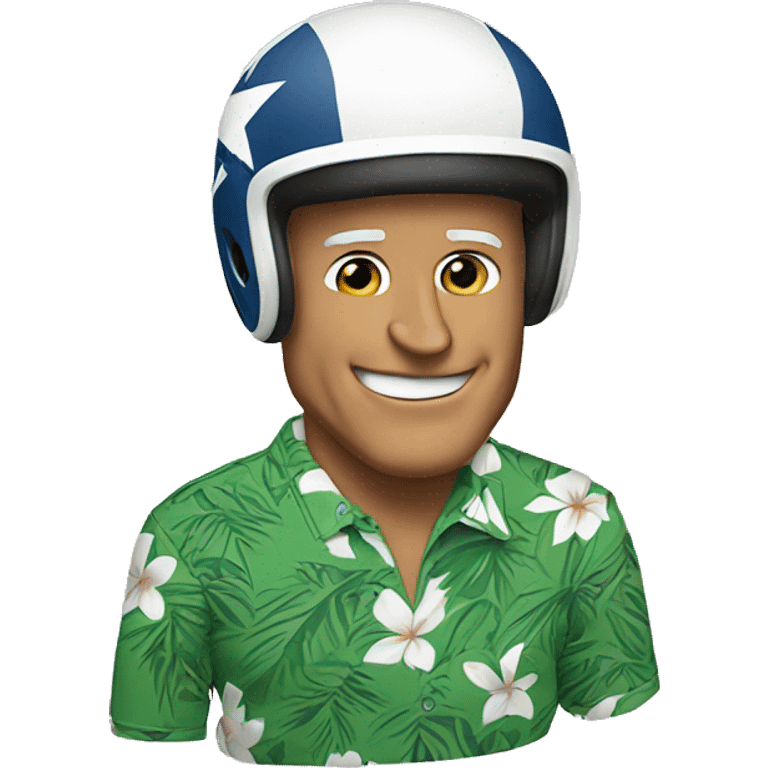 Joe Biden wearing a football helmet and a Hawaiian shirt emoji