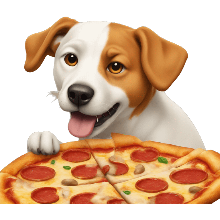 Dog eating pizza emoji