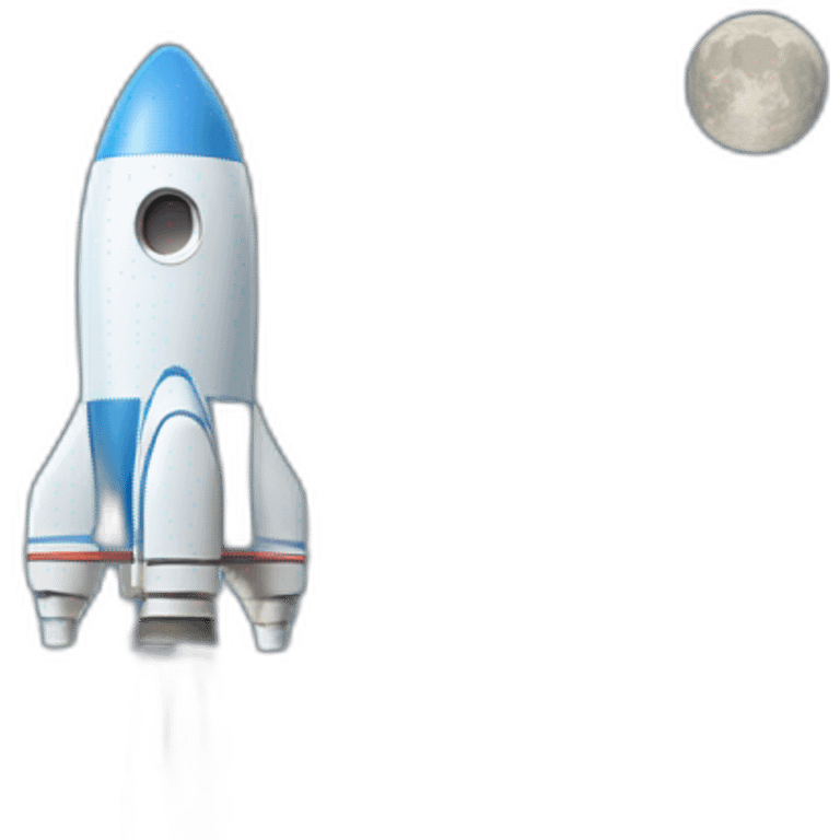 blue rocket goes to the moon emoji