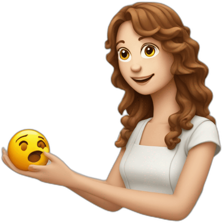 Frau mit braunen Haaren und Horoskop in der Hand emoji