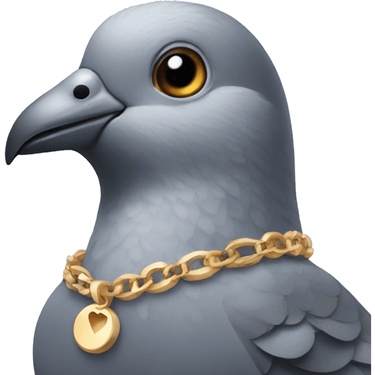 Pigeon wearing a necklace emoji