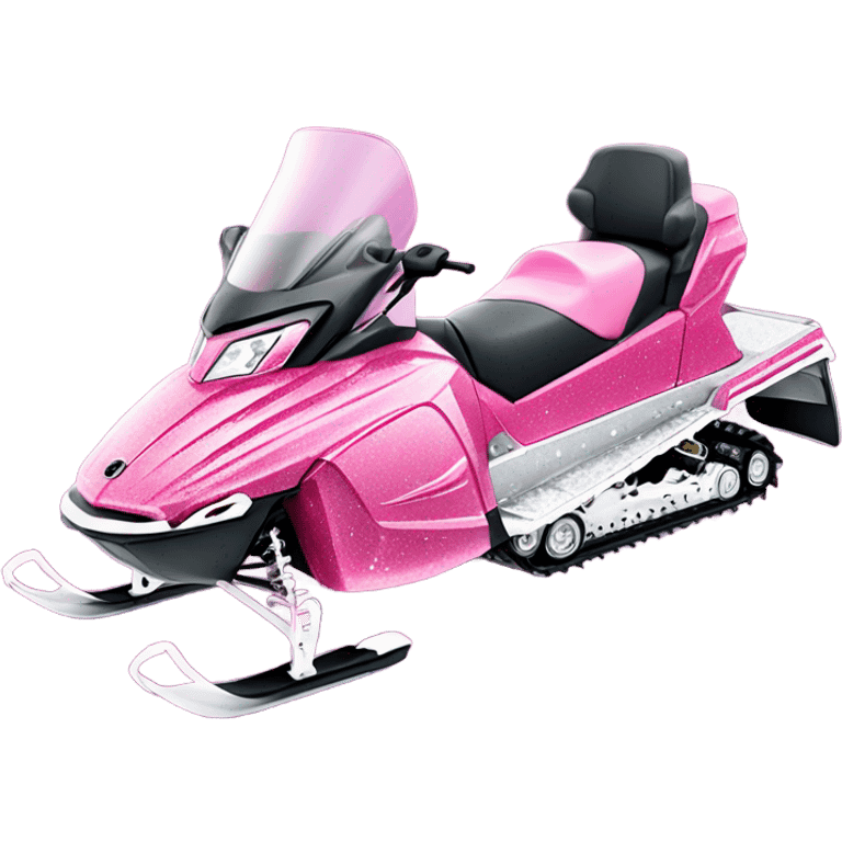 Pink ombre snowmobile with glitter emoji