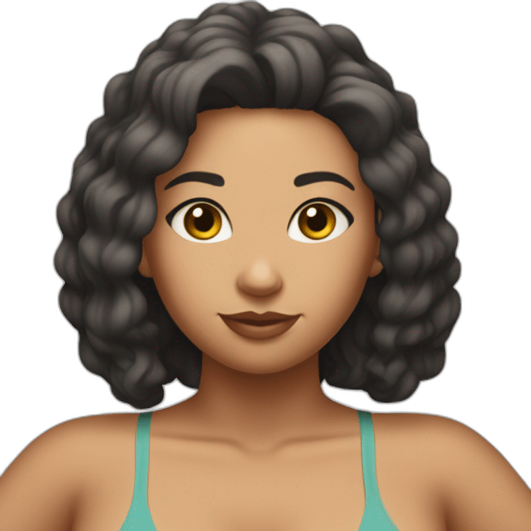 Slim-Thicc caucasian woman swimsuit posing emoji