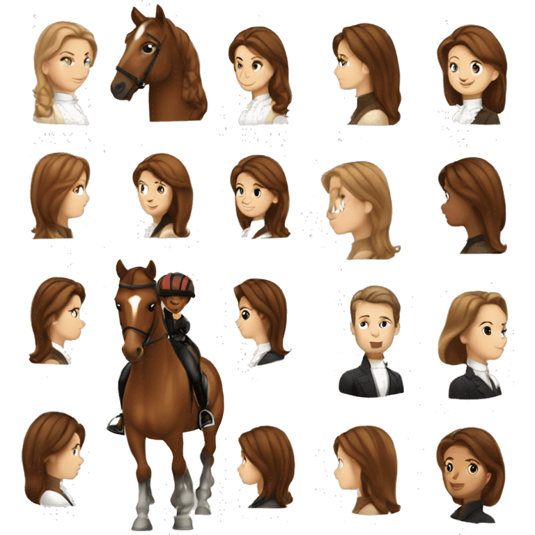 Chesnut dressage horse with a brunette rider emoji