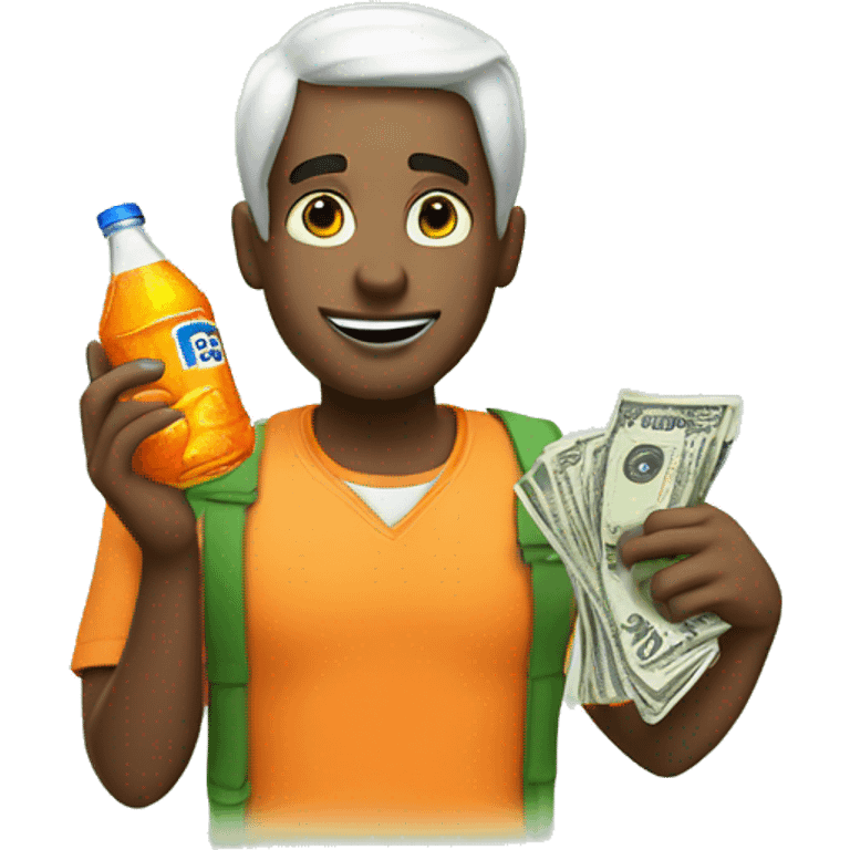  dude with fanta and money emoji