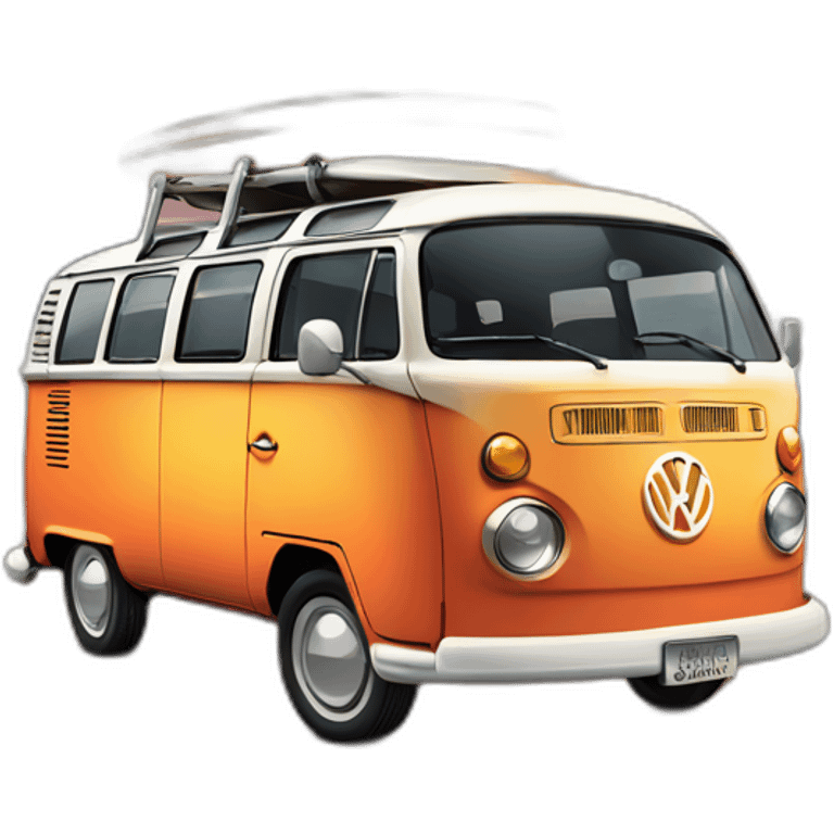 vw bus surfer sunset emoji