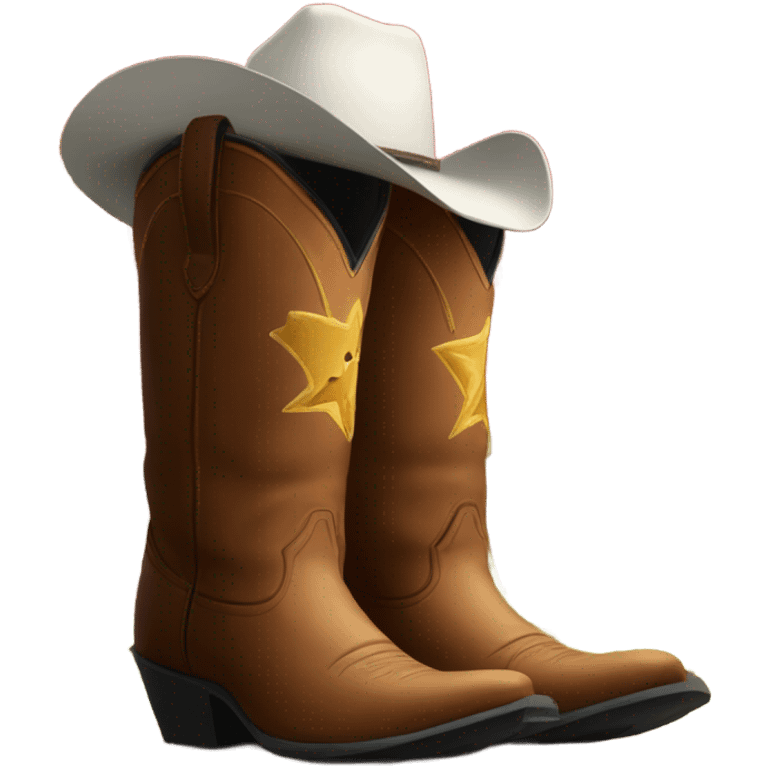 cowboy boots next to a barn emoji