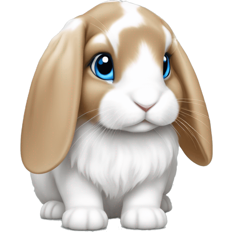 Mini lop bunny caramel and white blue eyes emoji