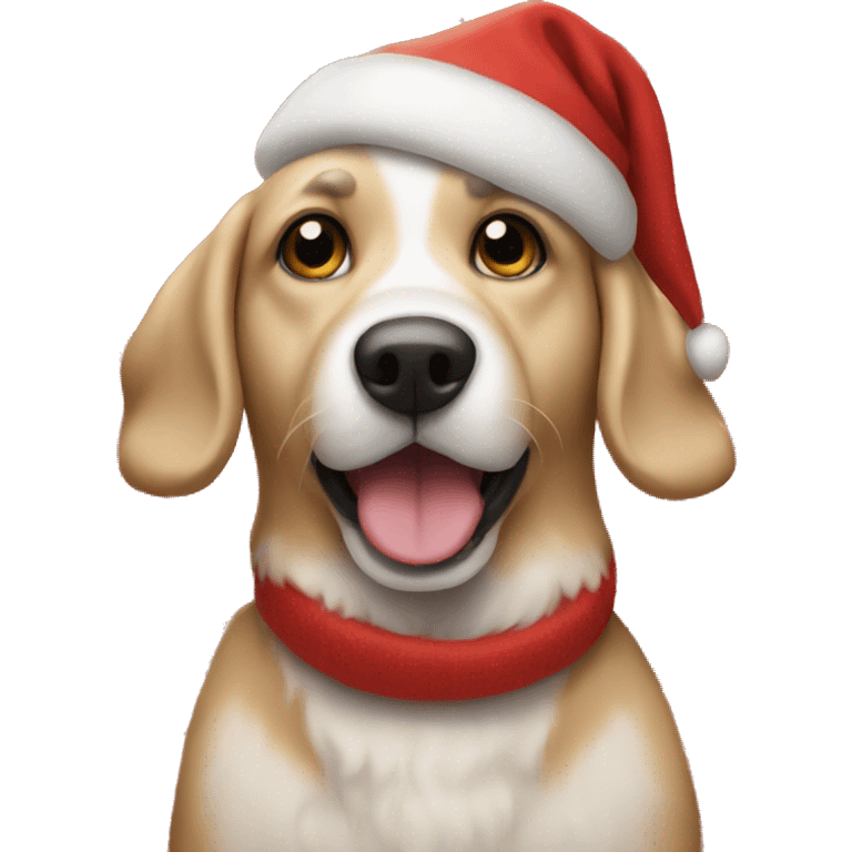 A Christmas dog emoji