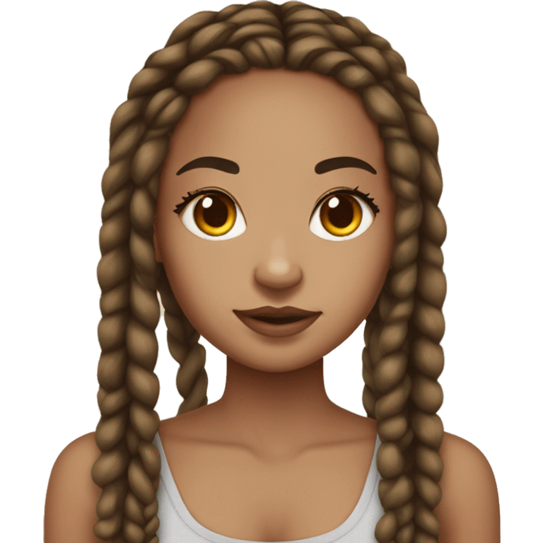 Lightskin girl with box braids with a birthmark  emoji