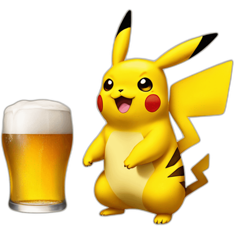 Pikachu avec une bière emoji