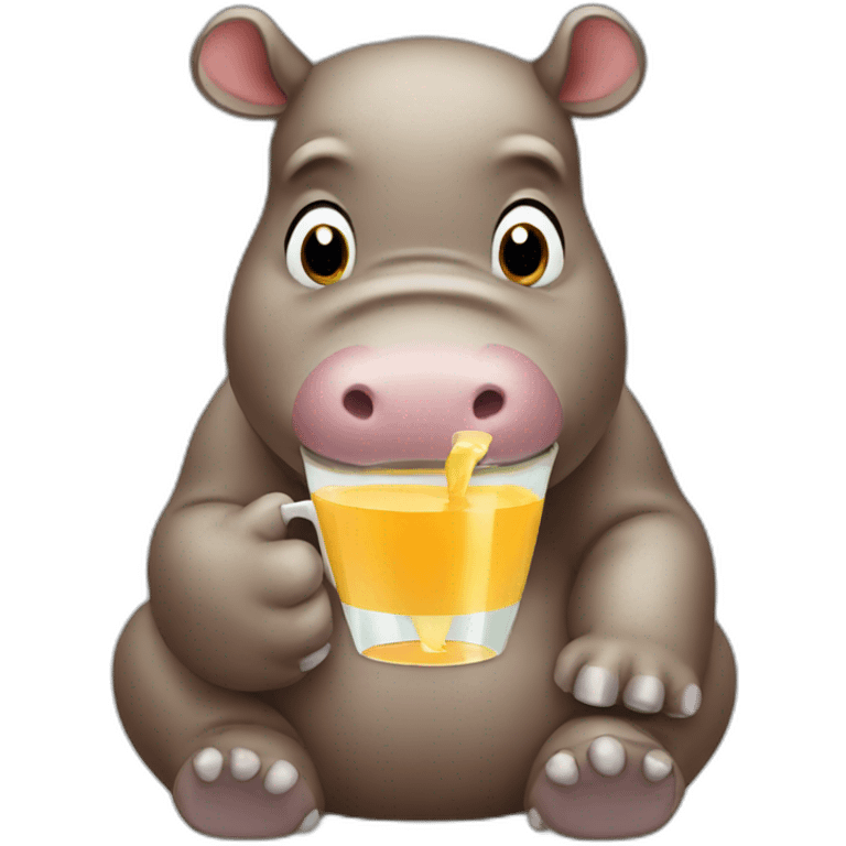 brown hippo drinking juice  emoji