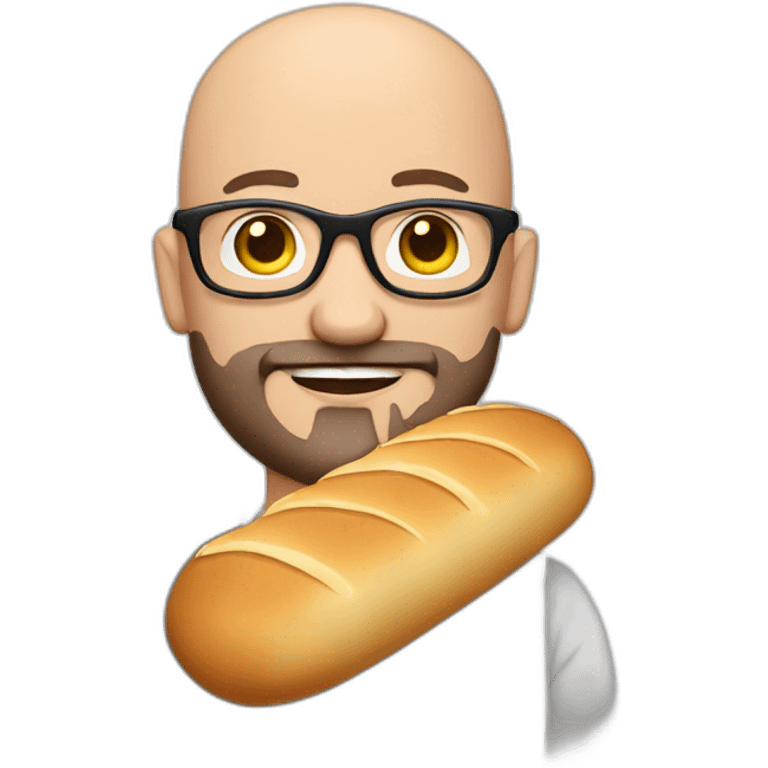 bald guy with bread in glasses with a beard and bread emoji