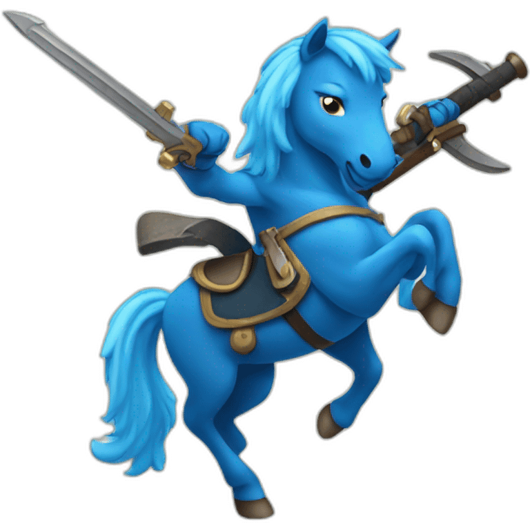 Blue horse holding a weapon emoji