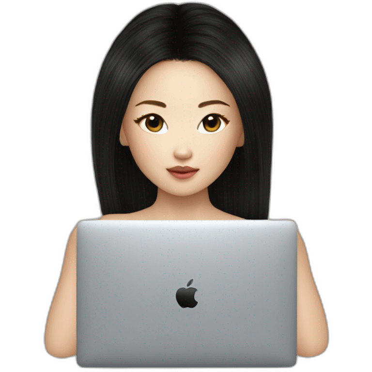 Black hair devon aoki with macbook emoji