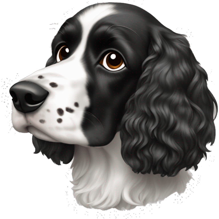 black and white cocker spaniel with nose spots emoji