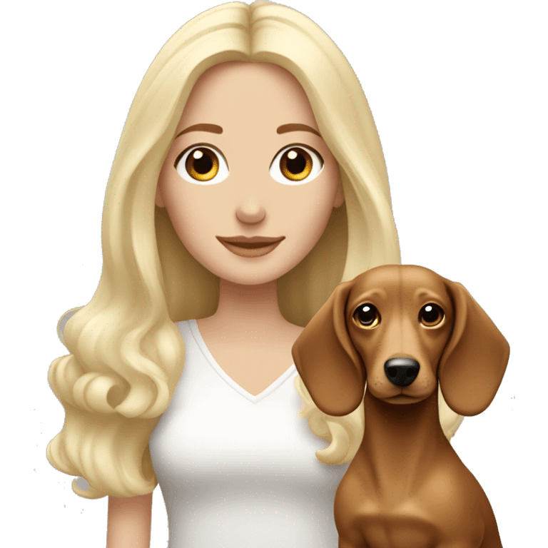 white blonde girl with dachshund long haired dog emoji