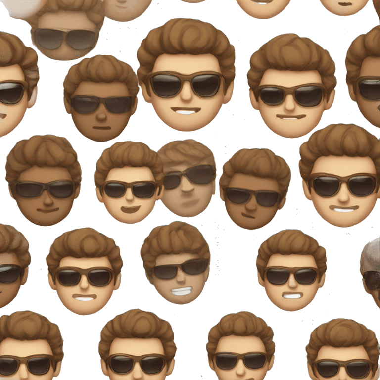 man with brown hair with sunglasses and a crown emoji