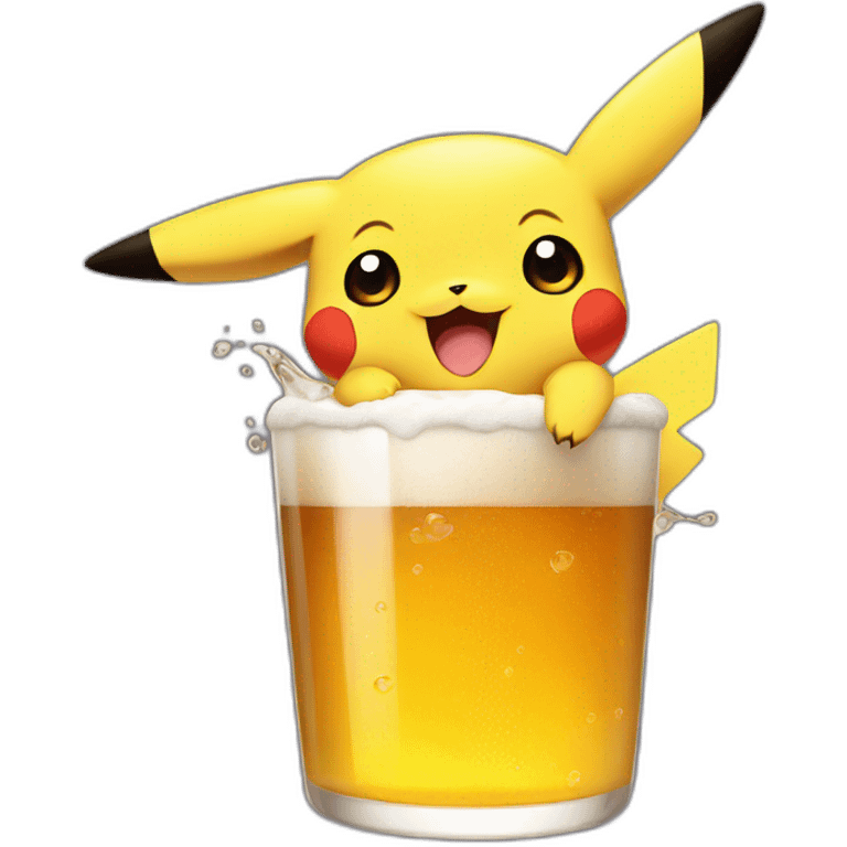 pikachu drink beer emoji