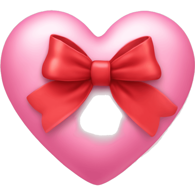 Pink heart with a red bow wrapped around it ￼ emoji