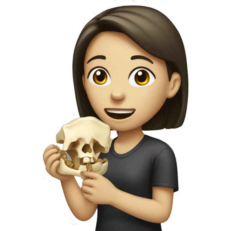 Girl eating a bone emoji