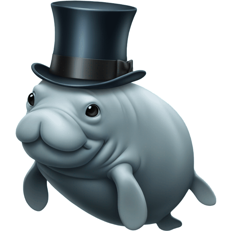 Manatee with top hat emoji