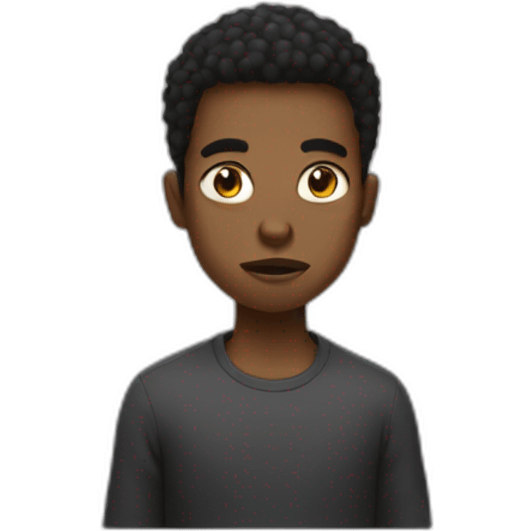 A black boy with a fade who has short hair who is angry emoji