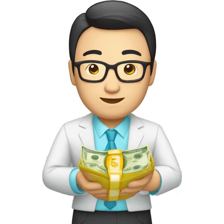 kazakh businessman with money in hands emoji