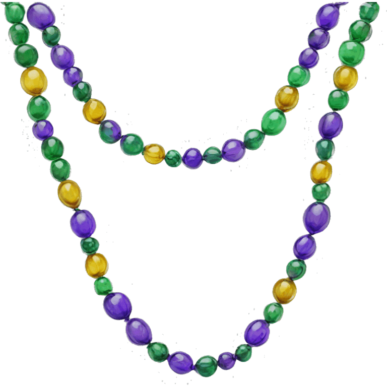 Realistic full image transparent glass mardi gras color bead necklaces. emoji