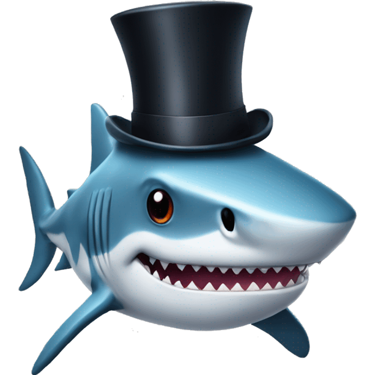 Shark with a top hat emoji