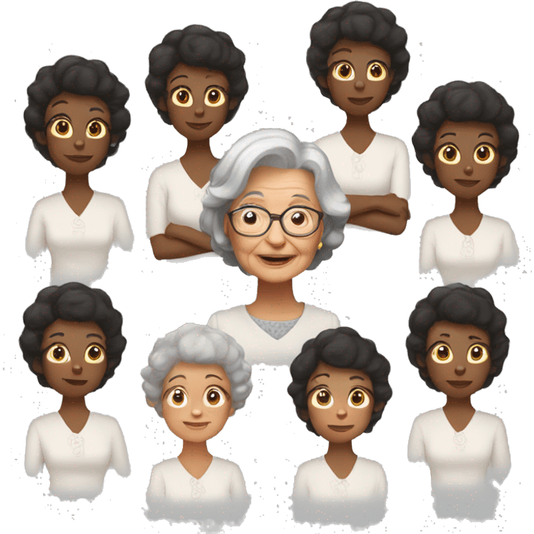 Grandma dark hair with 4 daughters 6 sons emoji