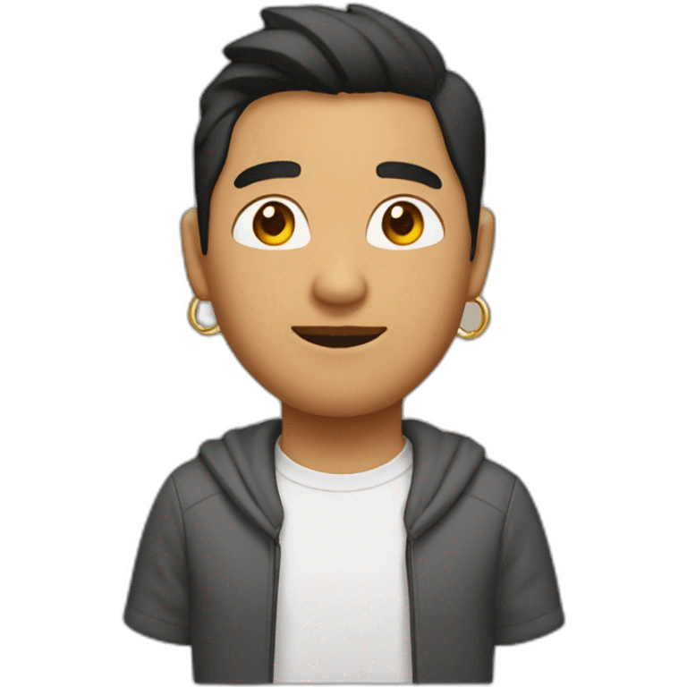 brown asian man with light beard with EarPods in ears and with golden chain on neck emoji