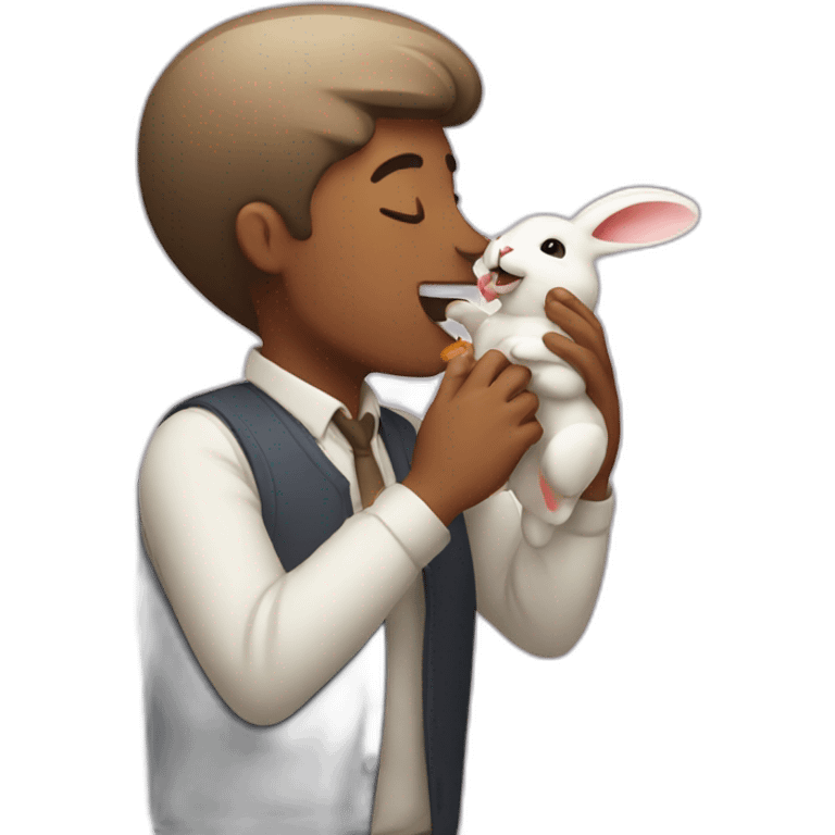 Man licking rabbit emoji