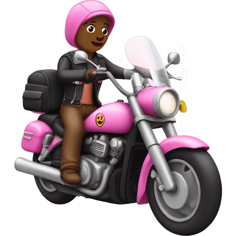 Pink panta riding motorcycle emoji