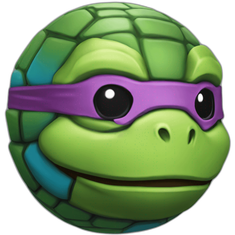 3d sphere with a cartoon Teenage mutant ninja turtle skin texture emoji