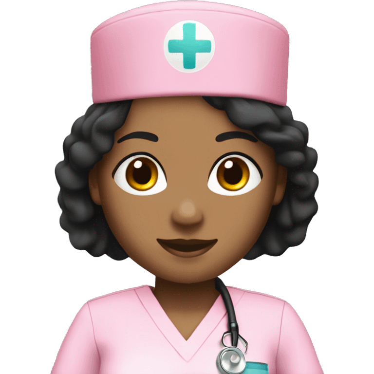  1 Nurse ,white skin woman, black hair ,pink scrubs  emoji