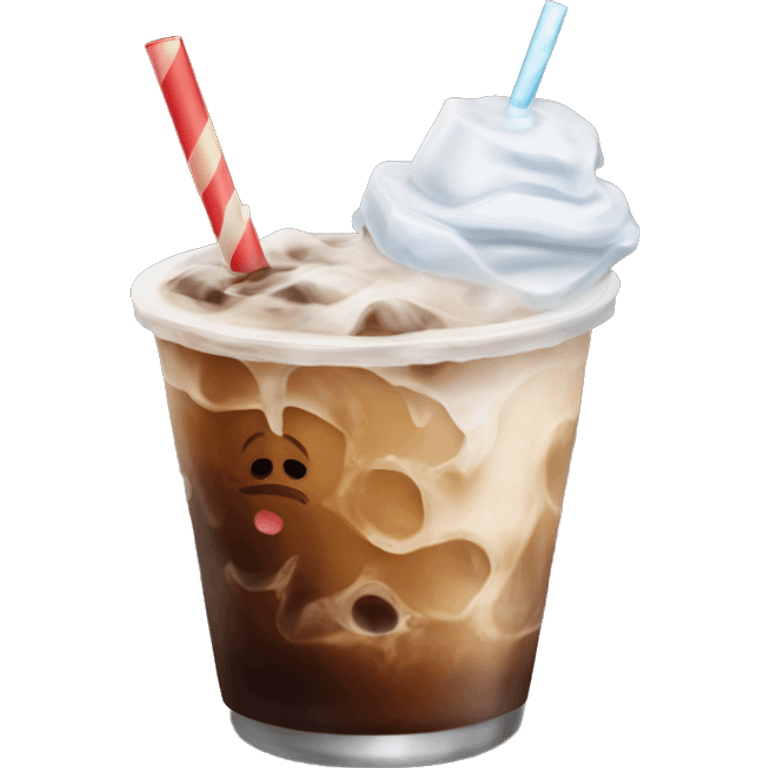 Iced Coffe with cold brew, milk and crushed ice emoji