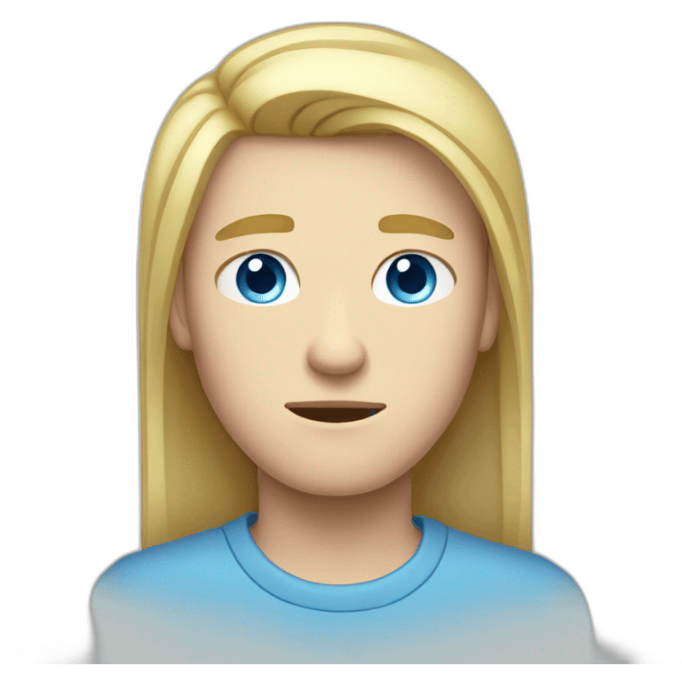 blue-eyed male frowning teenager long straight blond hair emoji