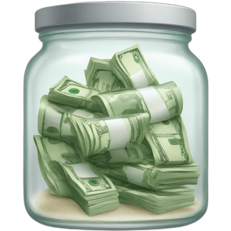 clearjar with cash inside of it, I want the clear to be clear glass with no colour shade on it emoji