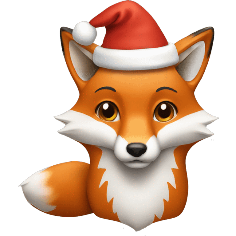 a fox whit a christmas hat emoji