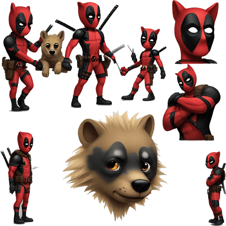 Deadpool with a hyena emoji