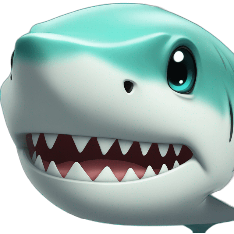 Anthro turquoise shark face smiling emoji