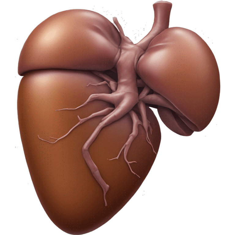 “A realistic image of a human liver, showing its smooth, reddish-brown texture, with clear anatomical details, and subtle shading to highlight its shape and depth.” emoji