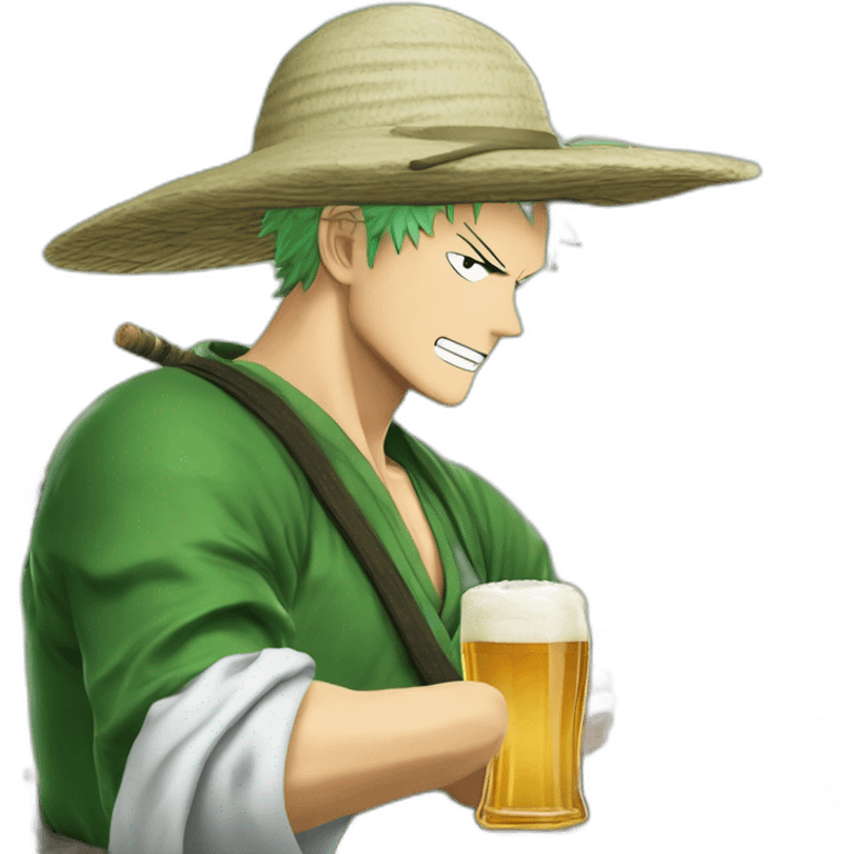 Roronoa zoro qui bois une bière ￼ emoji